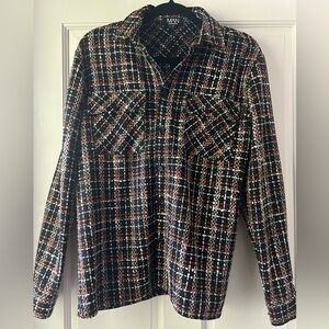 MAN boohooMAN mean tweed button down shirt jacket size smal